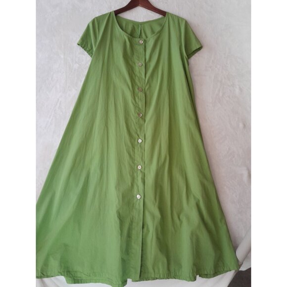 Bryn Walker Organic Cotton Minimalist Shirt Dress Mother of Pearl Buttons Large - Picture 2 of 8